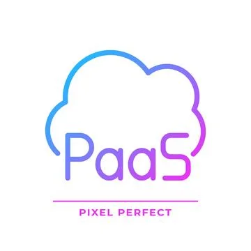 PaaS cloud computing pixel perfect gradient linear vector icon イラスト素材