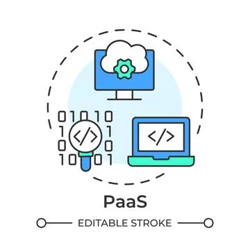 PaaS flat linear concept icon Stock Illustration