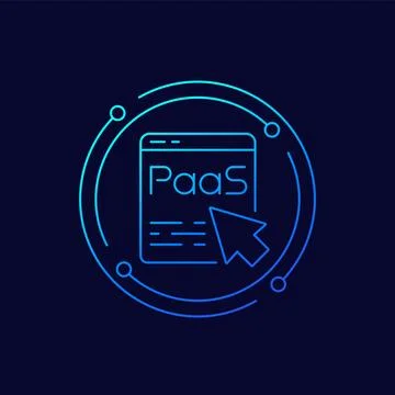 Paas icon in linear design, Platform as a Service Illustrazione stock