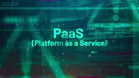 PaaS (Platform as a Service) Word on High Technology Futuristic Background Stock Footage 343589955