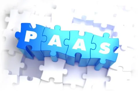 PaaS - Text on Blue Puzzles Stock Illustration