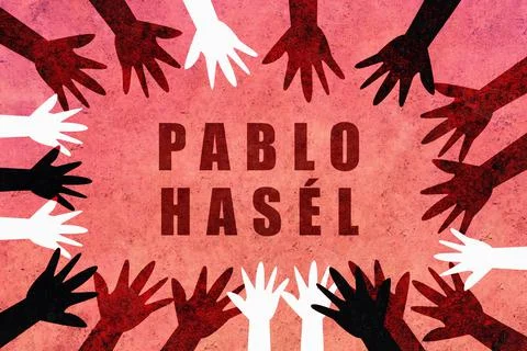 Pablo Hasl. Design with hands of different colors and cultures of the world u Stock-Illustration