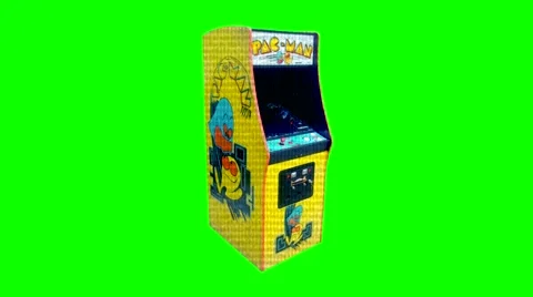 Pac Man Arcade Cabinet - Motion Graphic Effect + Green screen Stock Footage 45551671