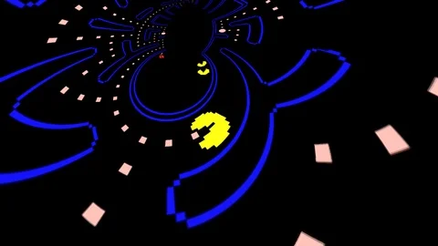 Pac Man arcade game - Motion graphics with warp effect Stock Footage 100637300