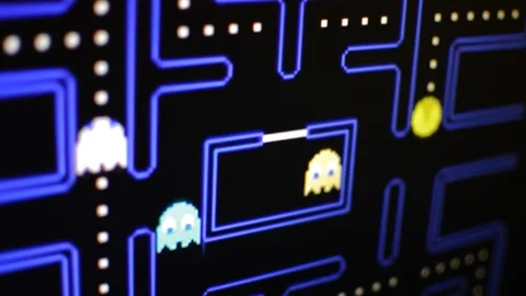 Pac man arcade game. pacman arcade video game toy background Stock-Footage 176226626