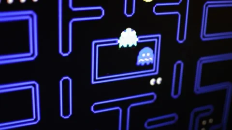 Pac man arcade game. pacman arcade video game toy background 動画素材 176244709