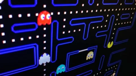 Pac-man arcade video game toy. arcade game of pacman Stockbeeldmateriaal 185922235