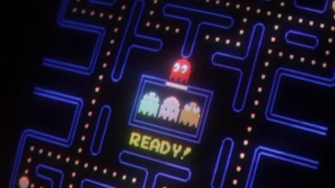 Pac Man Closeups - Varying GamePlay Stock Footage 87186801
