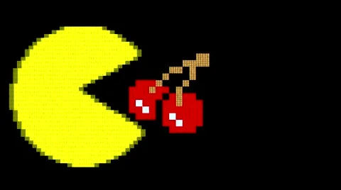 Pac Man eating cherries entering LEFT an... | Stock Video | Pond5