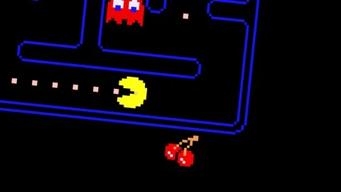 Pac Man game close up with camera chasing the action Video stock 100645718