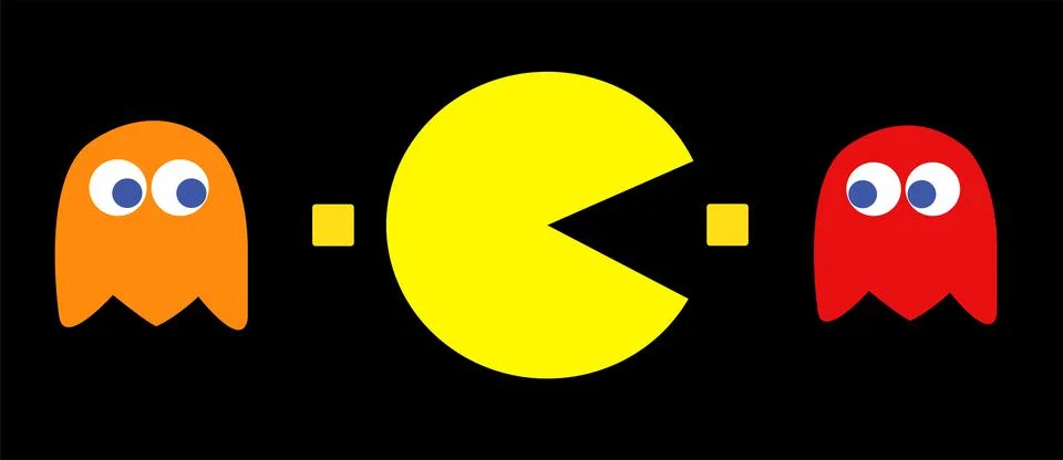 Pac-Man game theme background, arcade videogame Illustrazione stock
