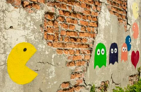 Pac-man graffiti Stock Photos