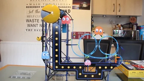 Pac Man Rollercoaster in Motion Stock Footage 128398992