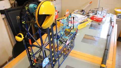 The Pac Man Rollercoaster in Motion Stock Footage 128401063