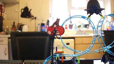 Pac Man Rollercoaster in motion HD Stock Footage 128399037