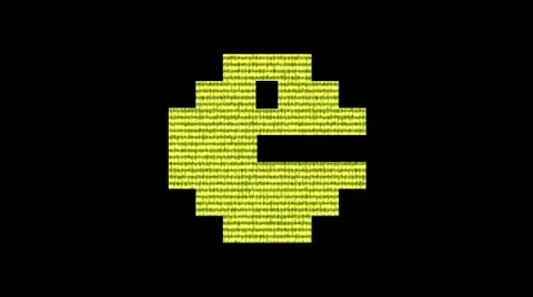Pac Man Style Animation with scanlines TV F/X's - Arcade Character Loop Stock Footage 44184732