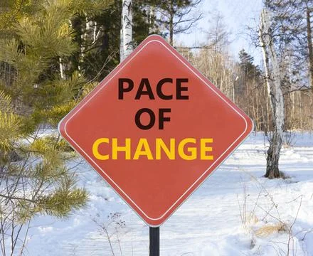 Pace of change symbol. Concept words Pace of change on beautiful red road s.. Stock Photos