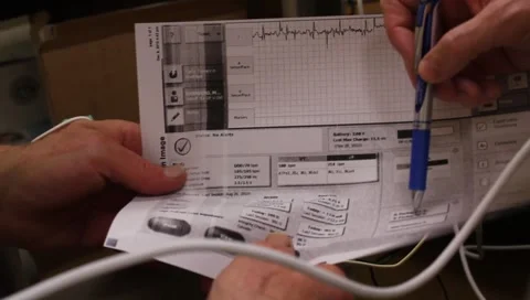 Pacemaker and defibrillator test Stock Footage 977308