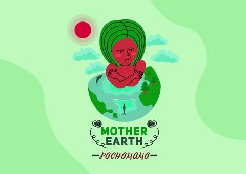 Pachamama Mother Earth Flat Vector Concept Design Stock Illustration