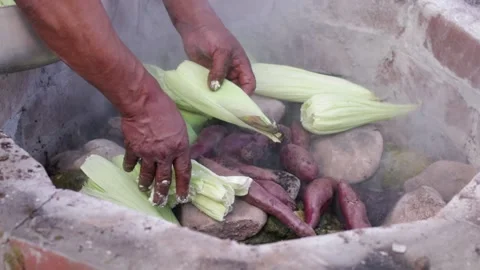 Pachamanca elaboration process in Peru. Stock Footage 221214981