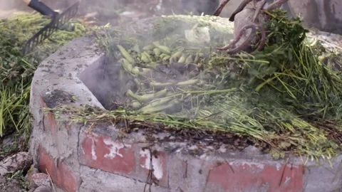 Pachamanca elaboration process in Peru. Stock Footage 221215317