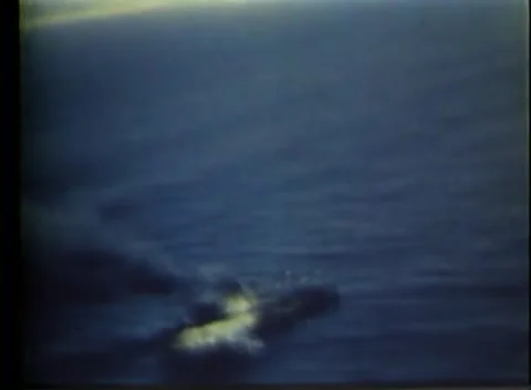 PACIFIC - 1943: Anti-shipping - The surface is walked over by fire Stock Footage 343931668
