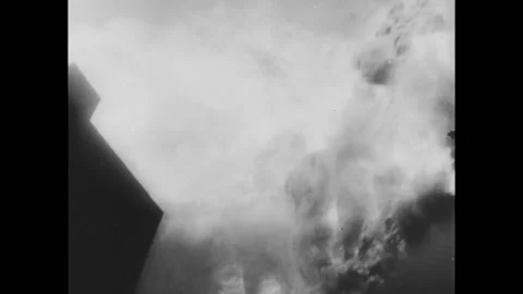 PACIFIC - 1945: Explosion Smoke and Debris Fill the Frame Stock Footage 342856713