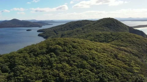 Pacific coast of Australian Booti Booti national park – aerial flying 4k. Stock Footage 205098682
