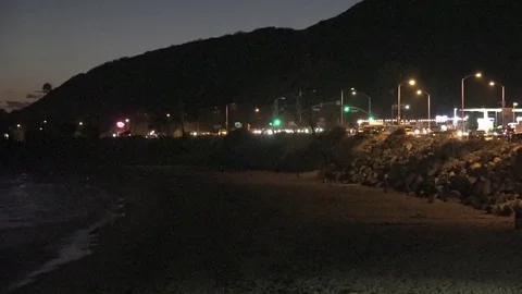 Pacific Coast Highway at Night Stock Footage 79428201