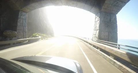 Pacific coast road from the perspective of a car Stock Footage 104467237