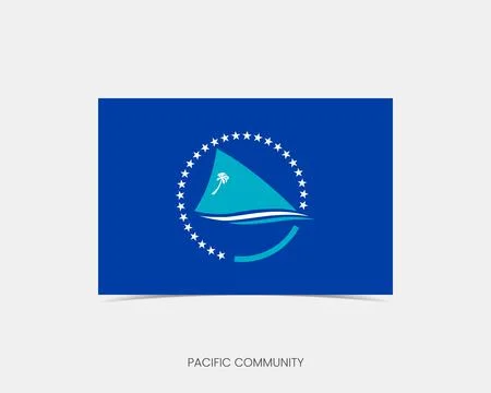 Pacific Community Rectangle flag icon with shadow. Stock Illustration