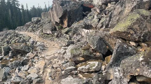 Pacific Crest Trail: Rocky section in Glacier Peak Wilderness Stock Footage 221581442