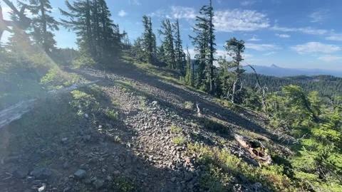 Pacific Crest Trail view of Mount Thielsen from near Cowhorn Mountain Stock Footage 164253745