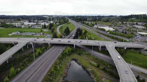 Pacific Northwest Freeway Drone clip Stock Footage 193089883