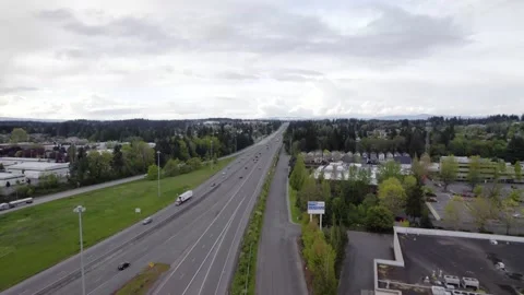 Pacific Northwest Freeway Drone clip Stock Footage 193089907