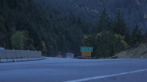 Pacific Northwest Pine Tree Mountain Highway Stock Footage 82854925