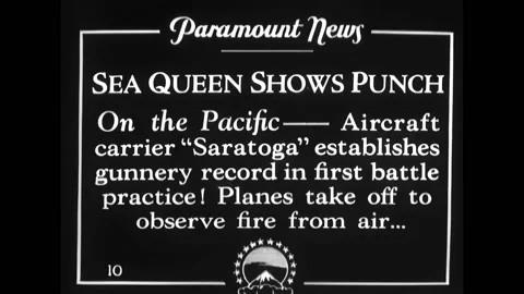 PACIFIC OCEAN - 1920s - US Navy planes take off from the USS Saratoga. Stock Footage 296689478