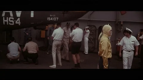 PACIFIC OCEAN - 1968 - The Apollo 8 astronauts Frank Borman, Jim Lovell, and Stock Footage 312872145