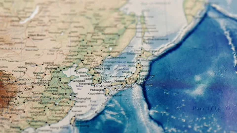 Pacific ocean on atlas map 動画素材 229779092