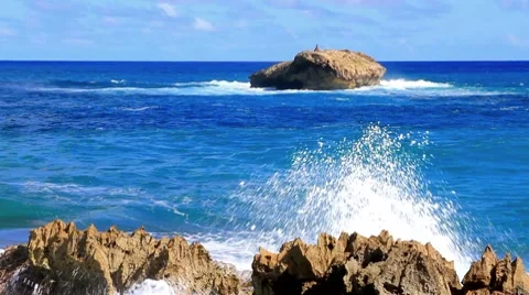 Pacific Ocean Crashes into Laie Point in Hawaii Stock Footage 8685679