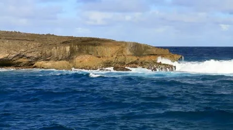Pacific Ocean Crashes into Laie Point in Hawaii Stock Footage 10751205