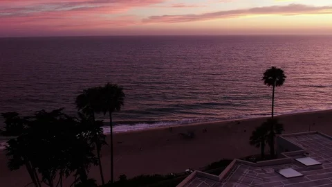 Pacific Ocean Pink Sunset Drone Stock Footage 111545910