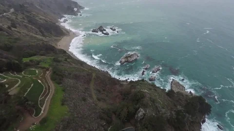 Pacific Ocean Sunset Big Sur Aerial 2 Video stock 79005062