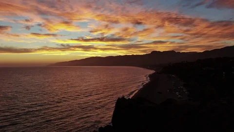 Pacific Ocean Sunset Drone Stock Footage 111546041
