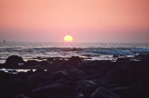 Pacific Ocean at sunset Stock Photos