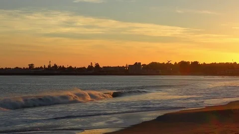 The Pacific Ocean at sunset, in Santa Cruz, California Stock Footage