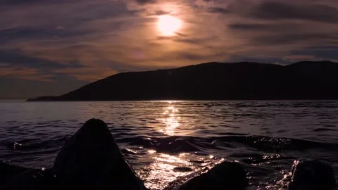 Pacific Ocean - Sunset Waves - Rocky Islands - British Columbia - Western Canada Stock Footage 162004788