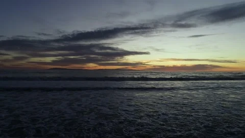 Pacific Ocean View Sunset Scenic Solimar Beach Ventura California Drone View Stock Footage 142196093