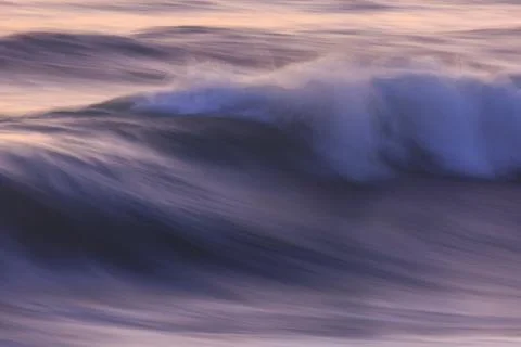 Pacific Ocean wave patterns after sunset, Pacific Beach, San Diego, CA, USA Stock Photos