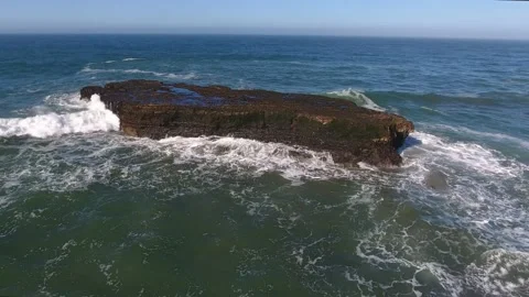 Pacific Ocean Waves Aerial Waves Crashing Into Rocks Offshore Stock Footage 147555384